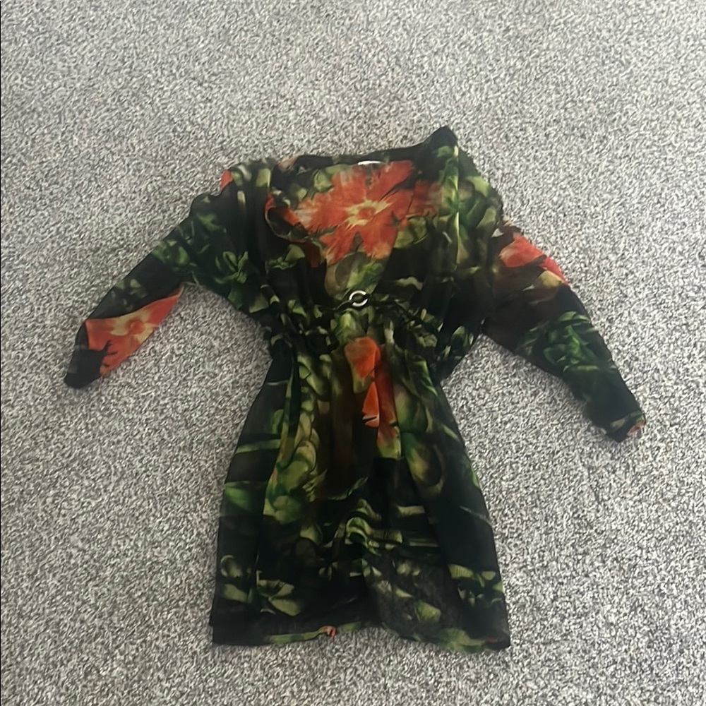 Floral Long Sleeve Bathing Suit Cover Up